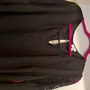 Charming Charlie Keyhole Blouse with lace bell sleeves